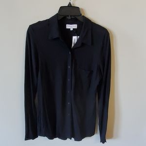 Michael Stars NWT long sleeve black button down, M